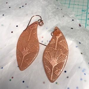 Handmade Rose tone drop earrings